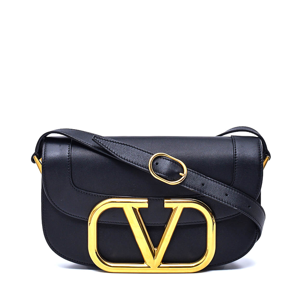 Valentino - Black Calfskin Leather Supervee Shoulder Bag 